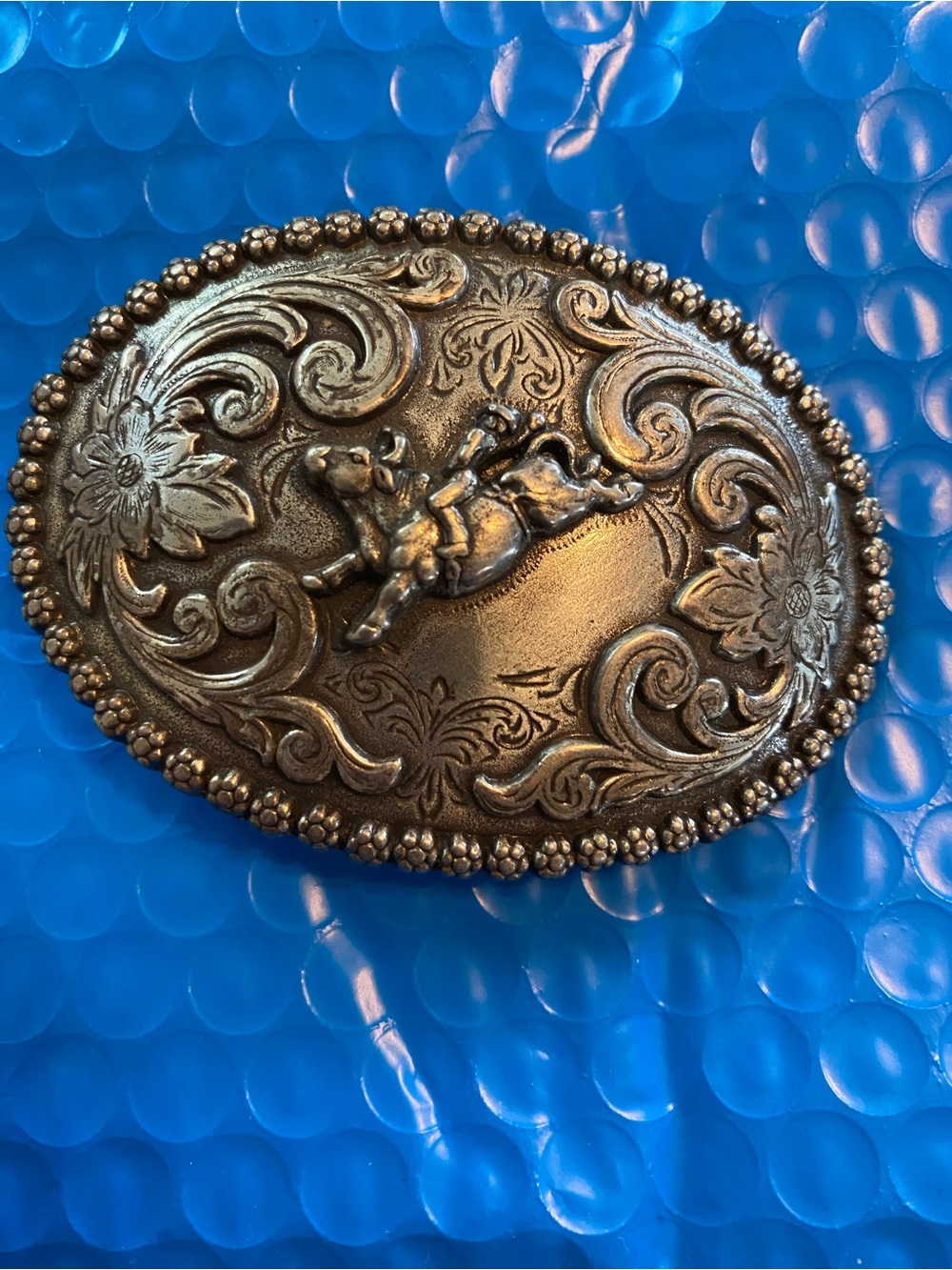 Nocona Bronze Western Rodeo bull Oval Belt Buckle